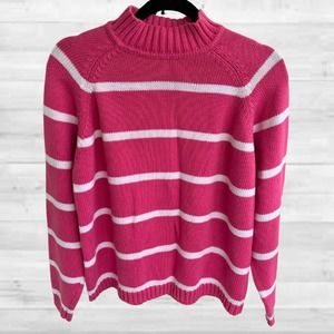 Bold Statement retro Striped chunky Sweater, pink, Medium Petite or Shorter Reg